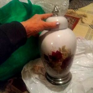 Human urn adult  remains  roses gorgeous. Tall Mantal Huge.